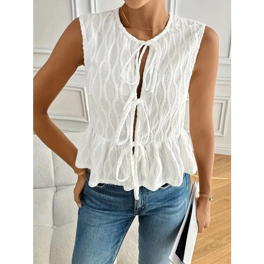 Tied Front Round Neck Tank