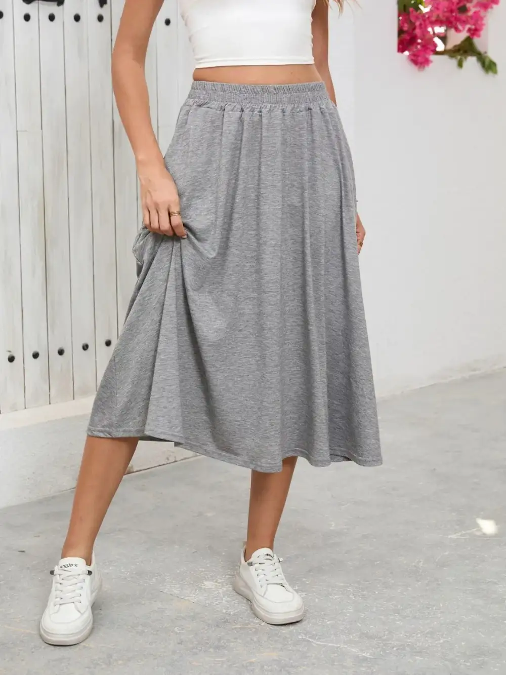 Everyday Elastic Waist Pocket Skirt