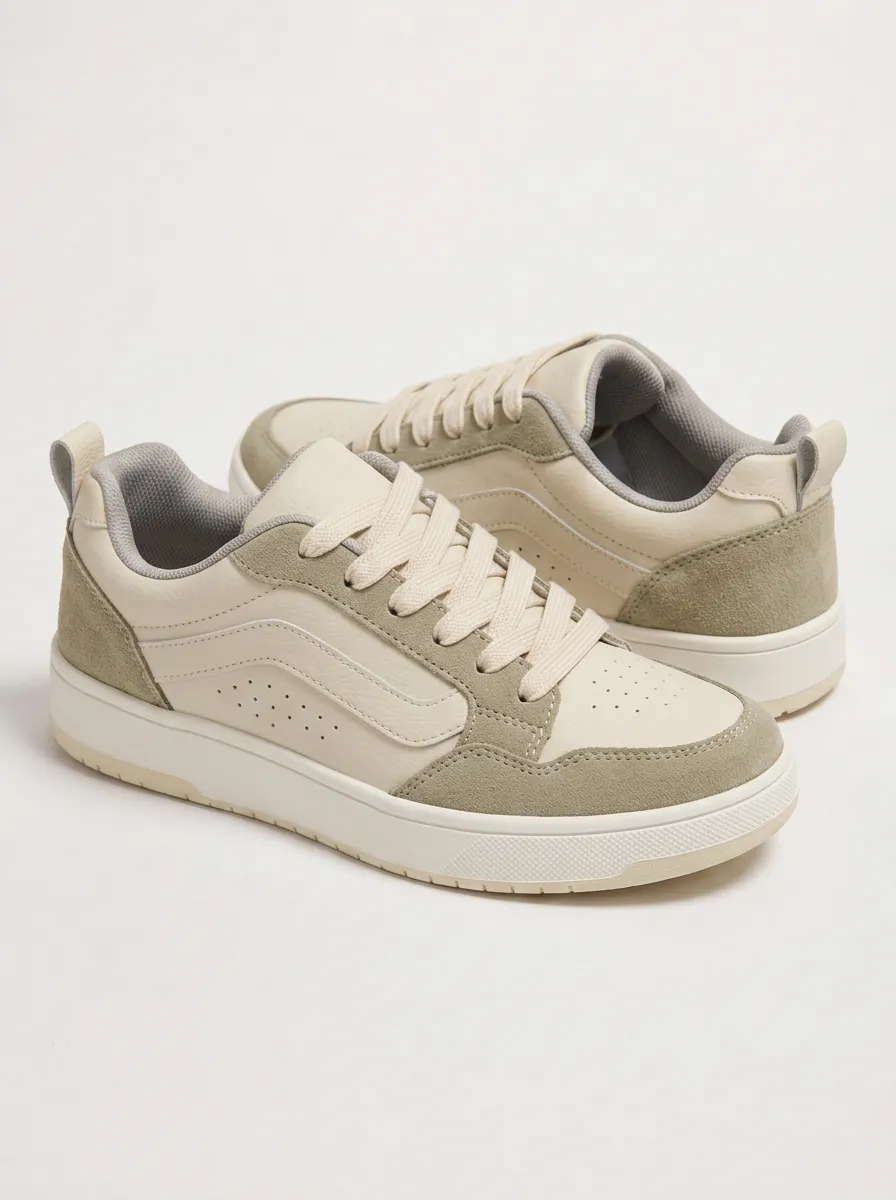 Modern Lace-Detail Perforated Women's Low-Top Skate Sneakers