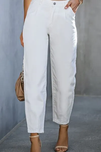 Washed Stretch Straight Leg Jeans