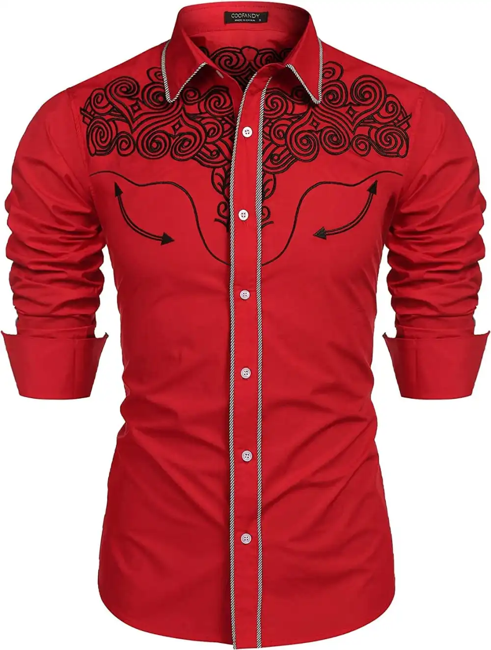 Embroidered Cowboy Button Down Shirt Jeans