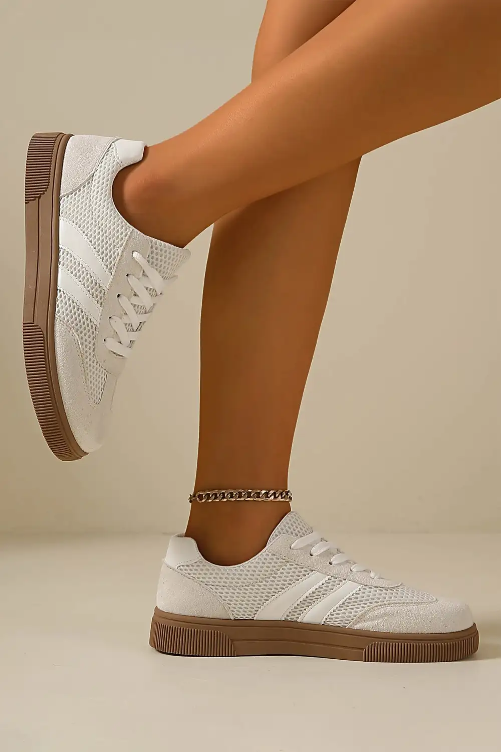 Mesh Patchwork Lace-Up Casual Sneakers