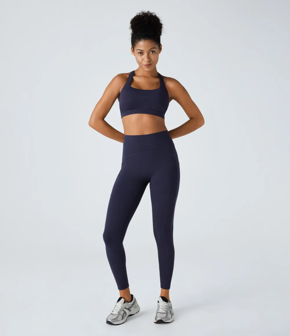 SpeedWave High Waisted Side Pocket Quick Dry 7/8 Running Leggings