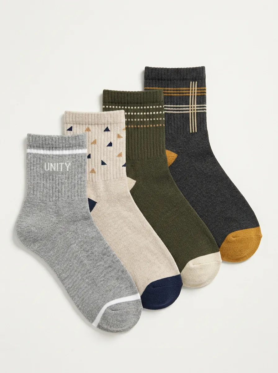 Outdoor-Inspired Geometric Men's Four-Pair Long Socks