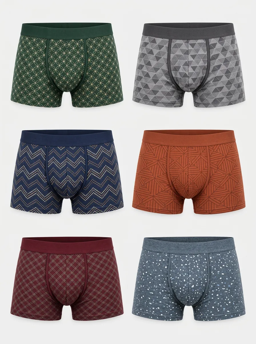 Men's Atlas Geometric Pattern Multi-Pack Printed Boxer Briefs