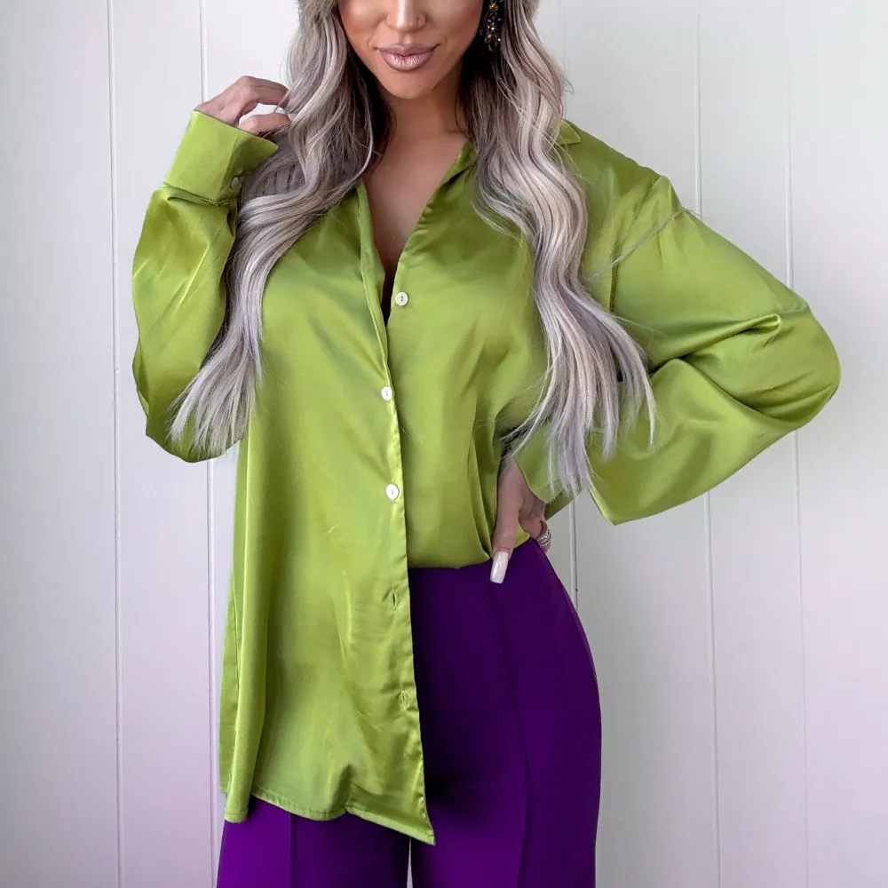 Satin Button-Up Shirt
