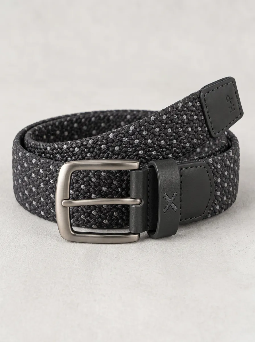 Men's Performance Ridge Casual Grey Speckled Stretch Woven Belt