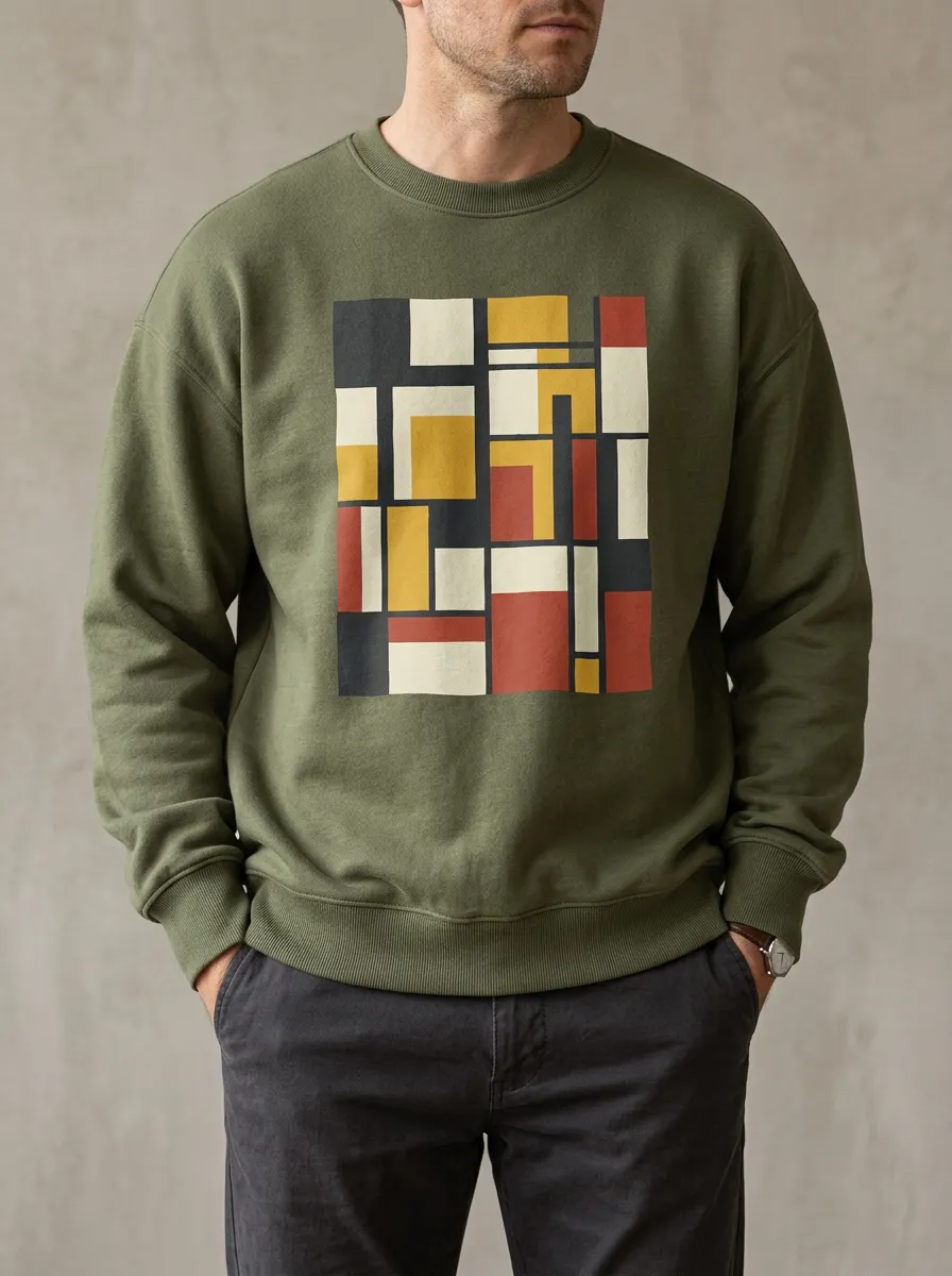 Men's Abstract Geometric Art Pattern Printed Sweatshirt