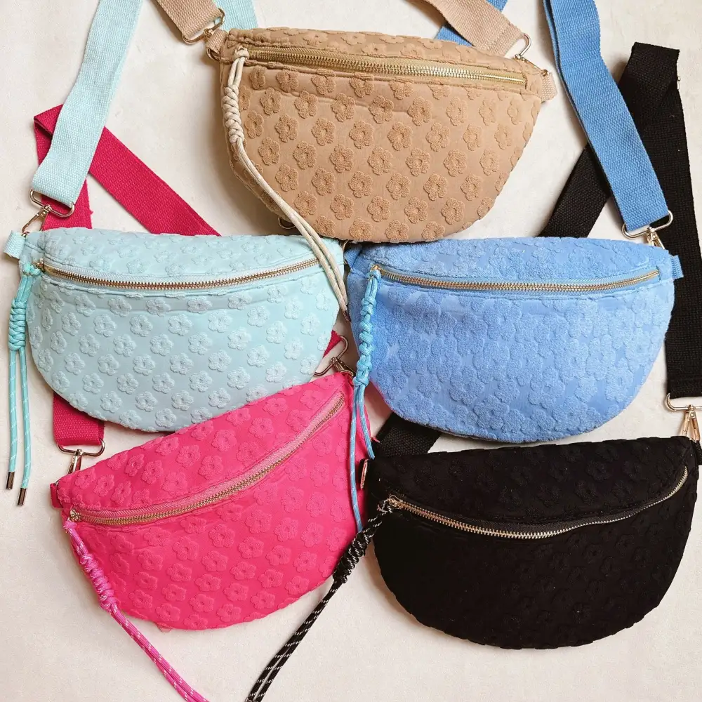 Embossed Daisy Blossom Belt Sling Bag