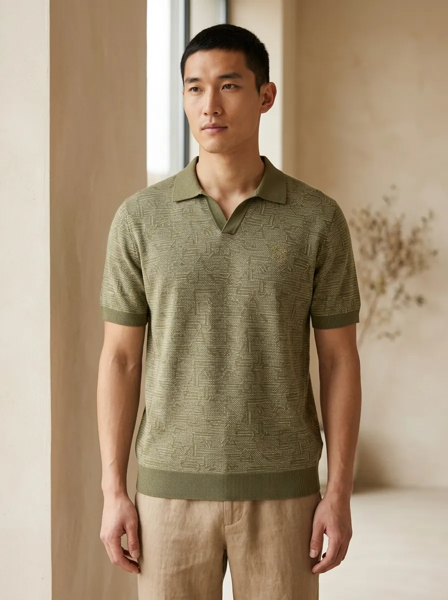 Refined Geometric Men's Polo Shirt