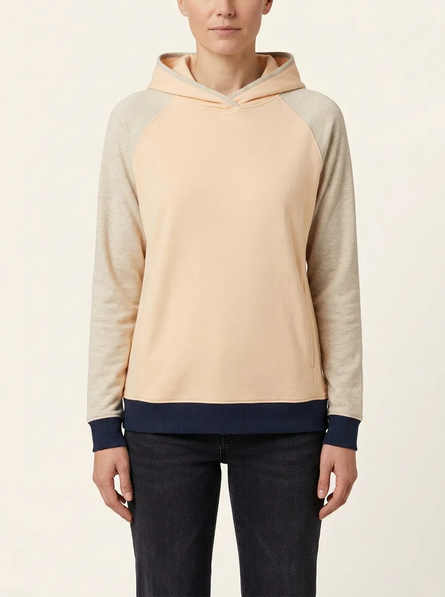 Women's Raglan Colorblock Crossover-Neck Side-Pocket Hoodie