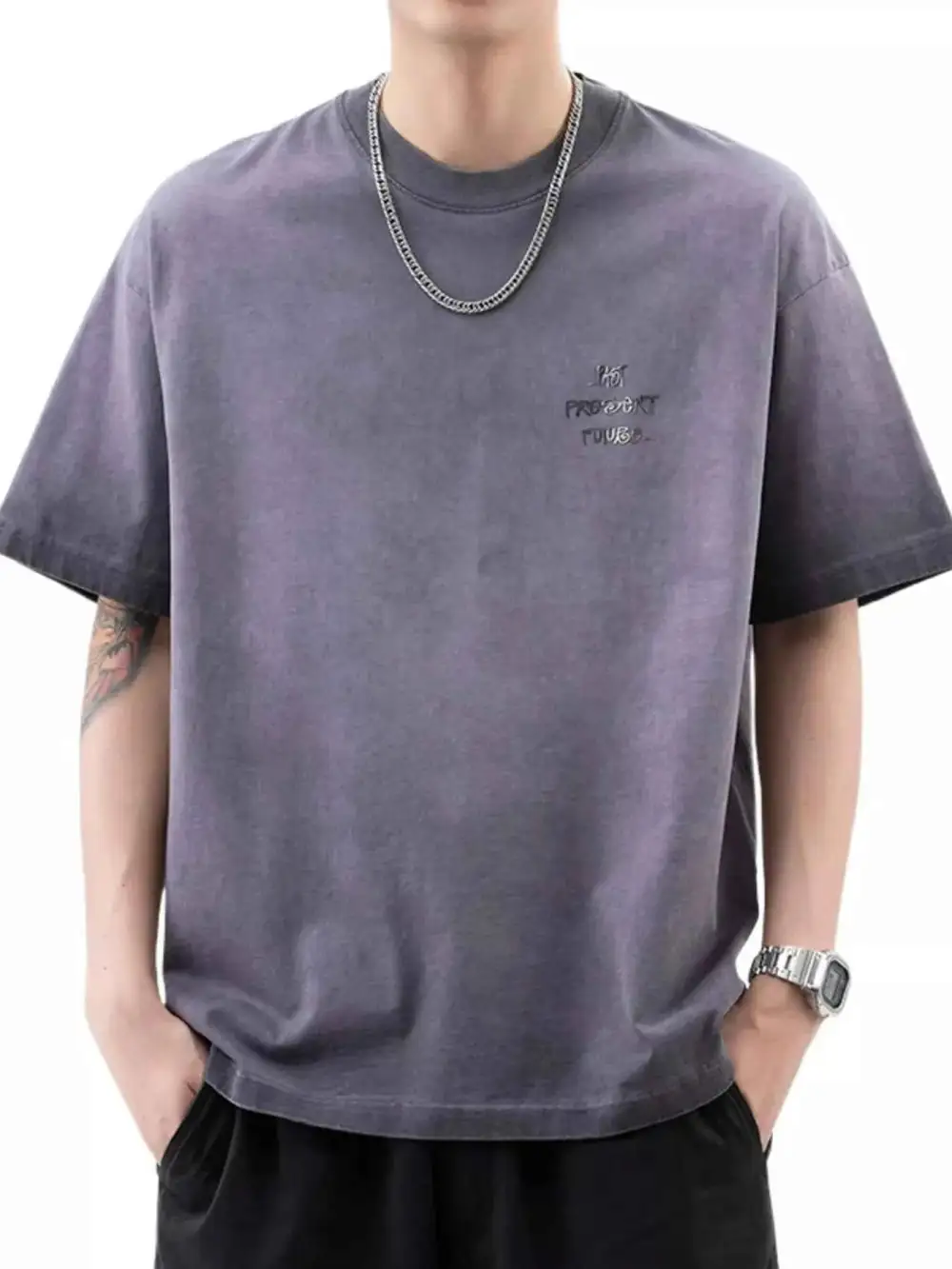 Oversized Round Neck Letter Graphic T-Shirt