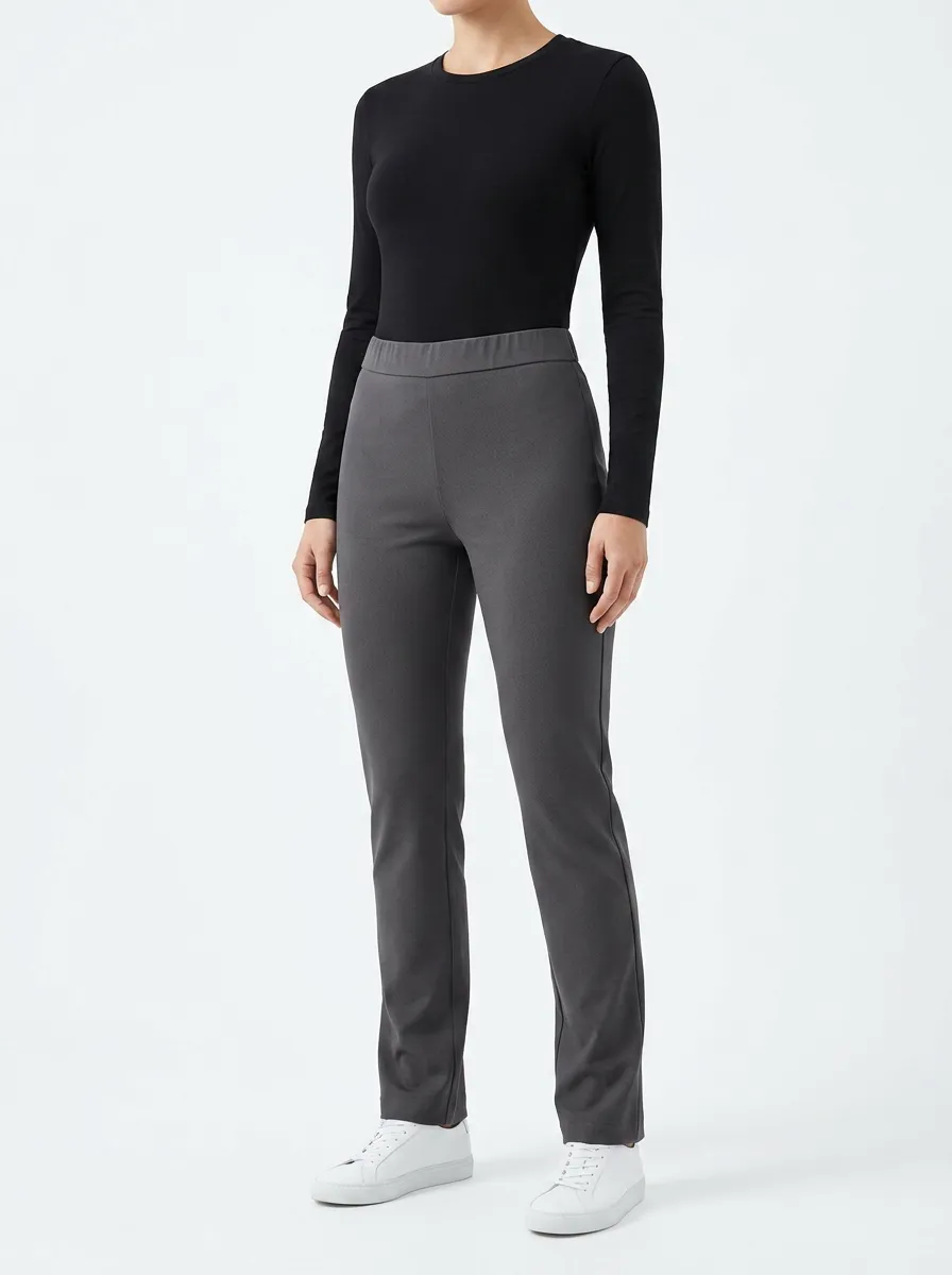 Clean-Look High-Stretch Casual Mid-Rise Stretch Pants