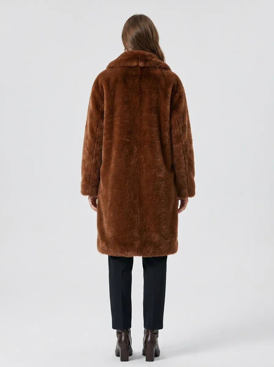 Winter Toggle-Button Faux Fur Coat