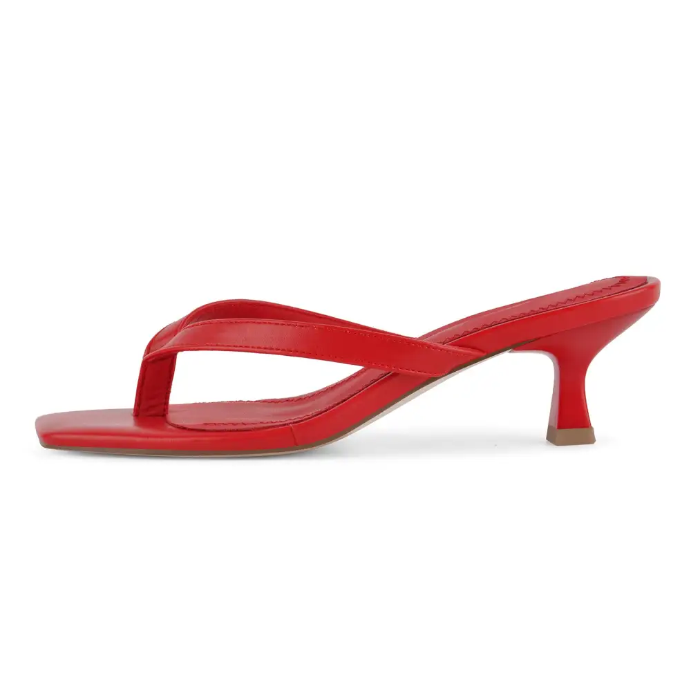 Square Toe Flip-Flop Kitten Heel Sandals