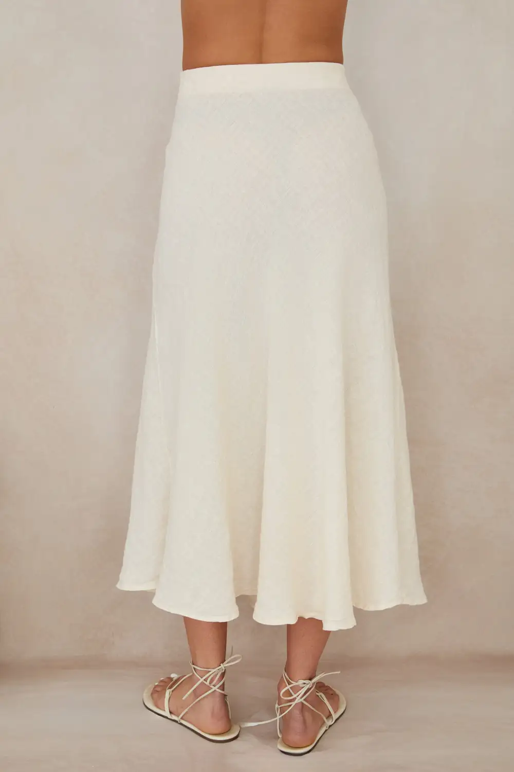 Linen Crinkle Midi Skirt