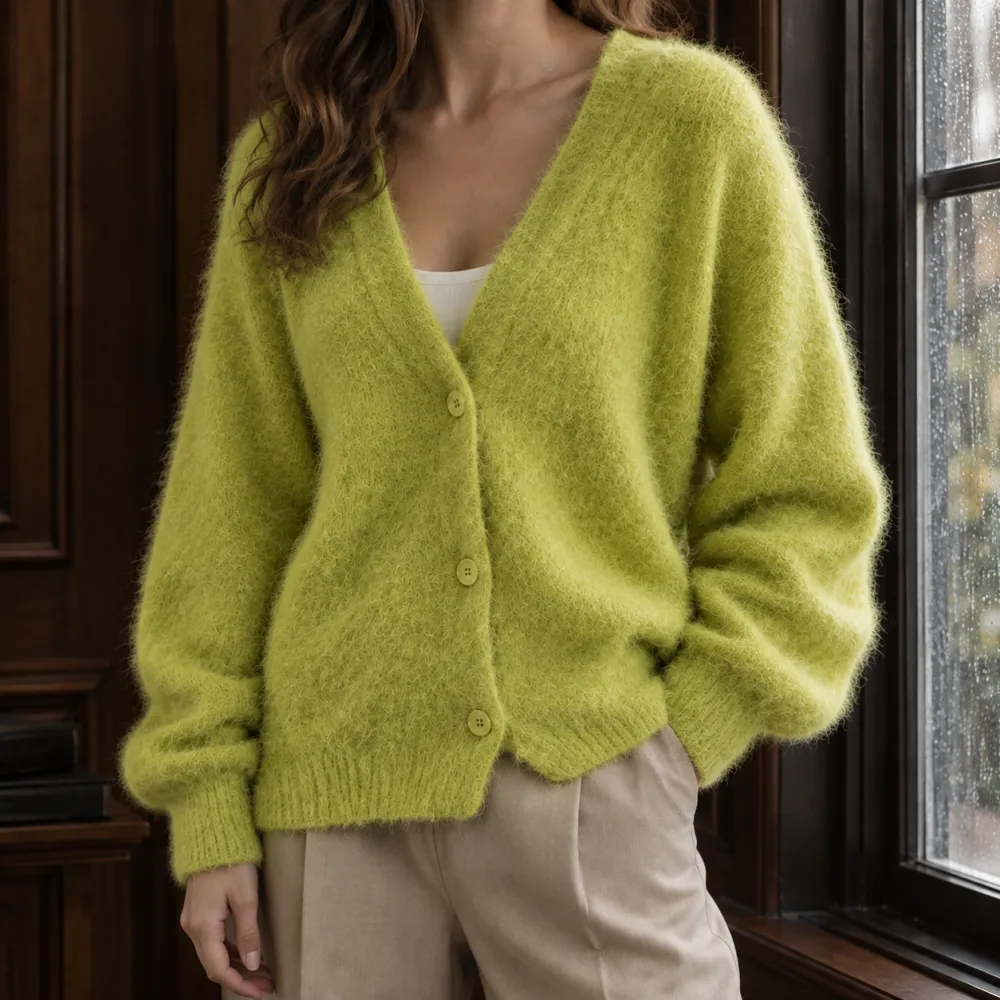 V-Neck Button-Front Cardigan