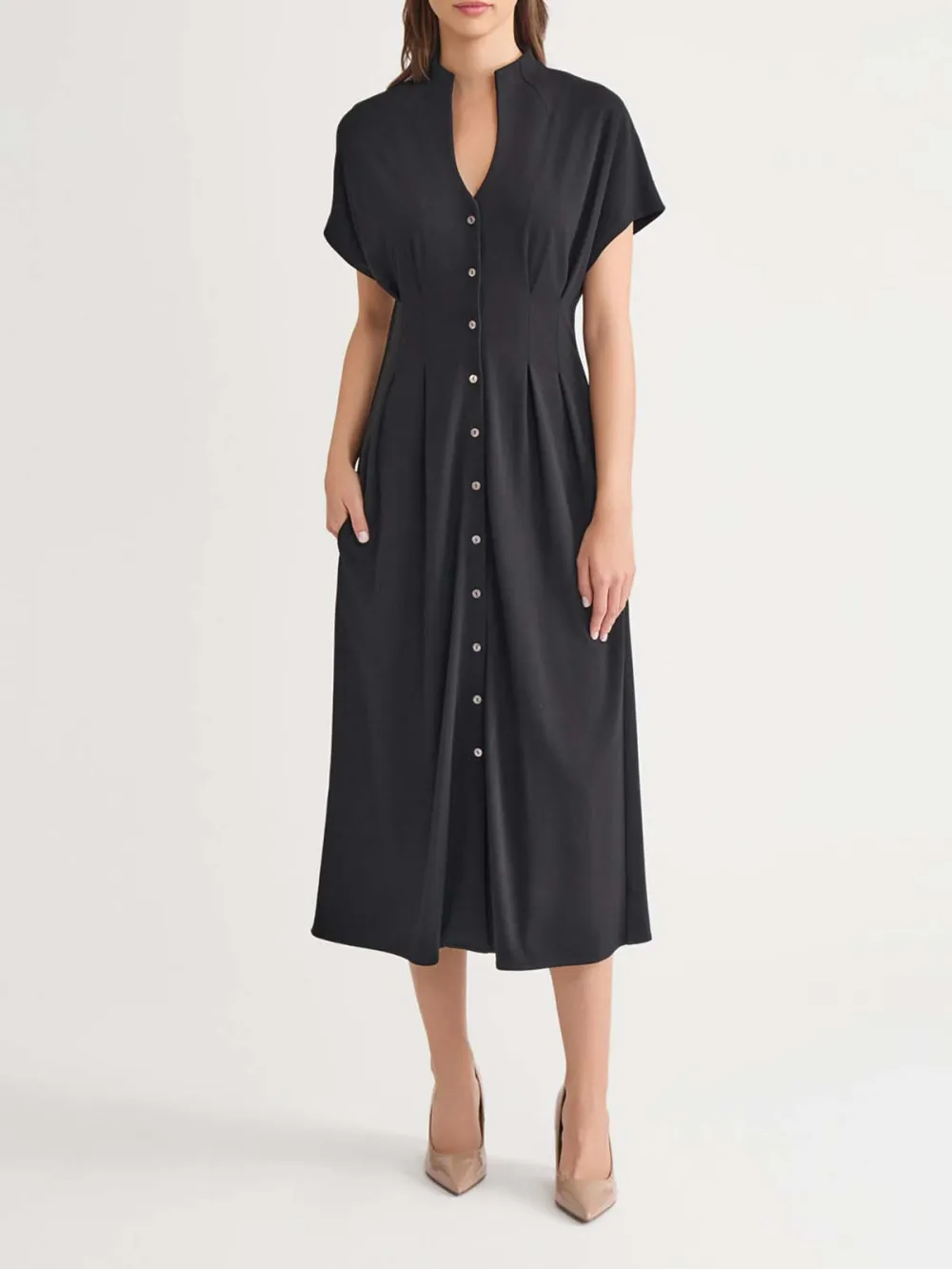 Stand Up Collar Button Up Dress