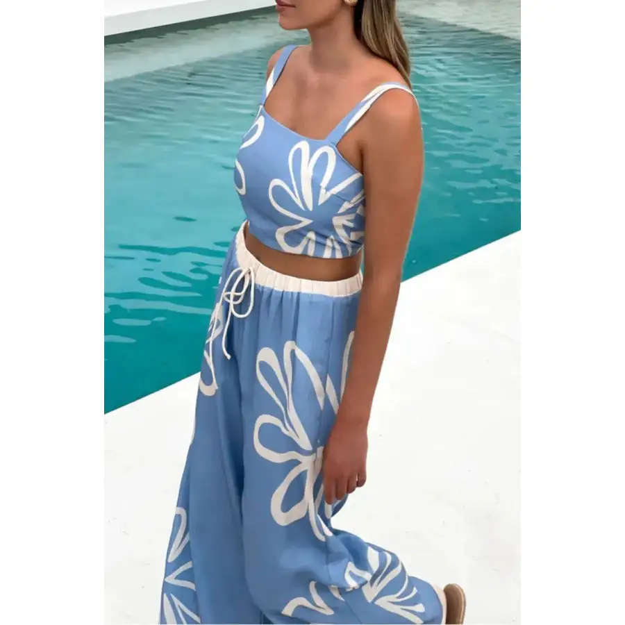 Smocked Square Neck Cami and Pants Set