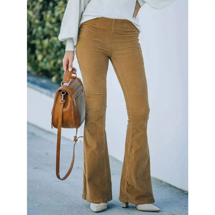 Full Size Corduroy Flare Pants Plus Size