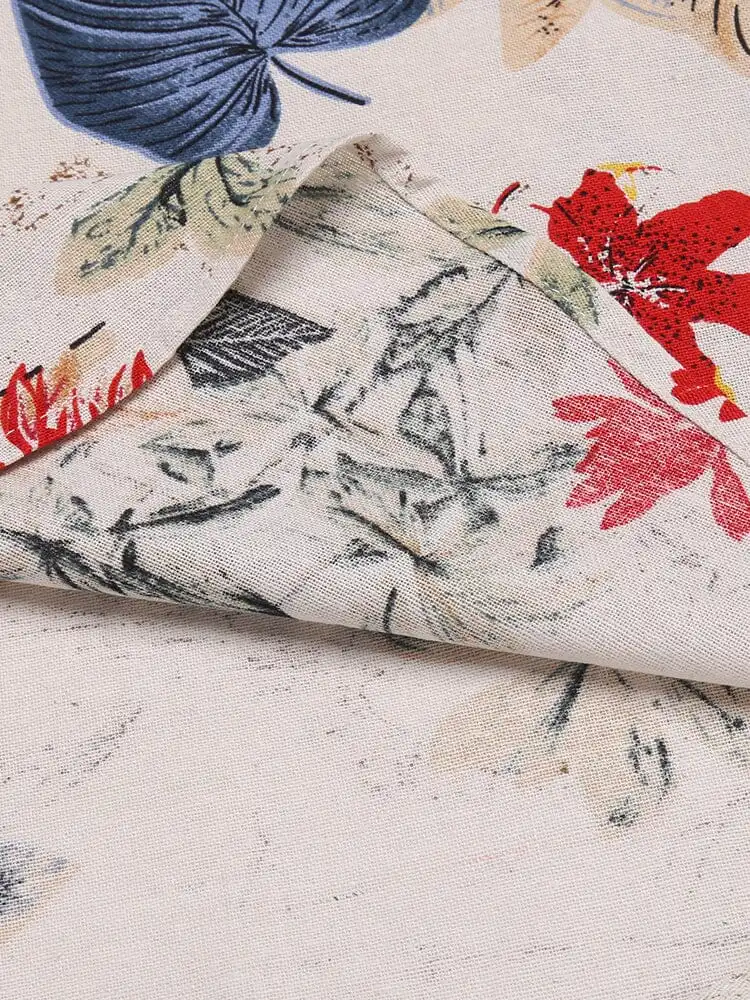 Cotton Linen Printed Henley Shirt