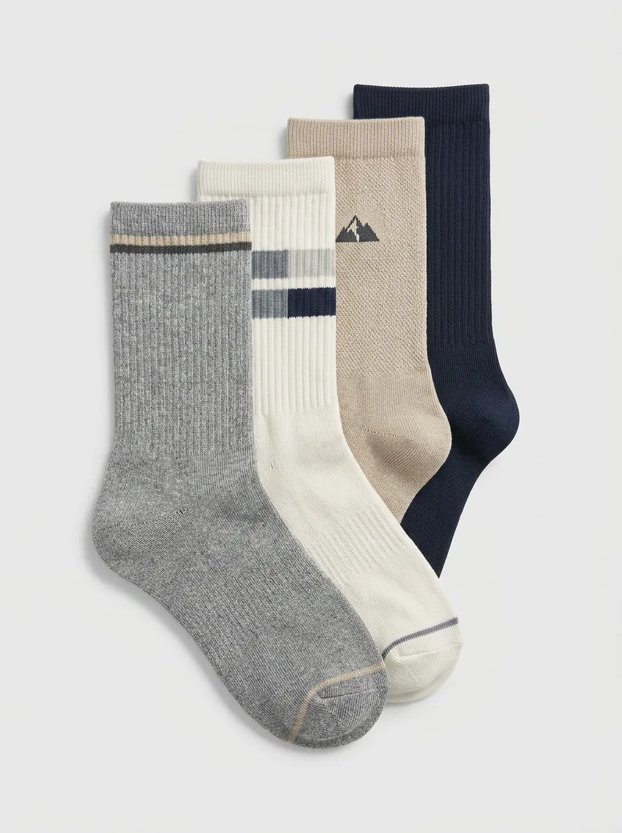 Mountain Striped Outdoor Men's Four-Pair Long Socks