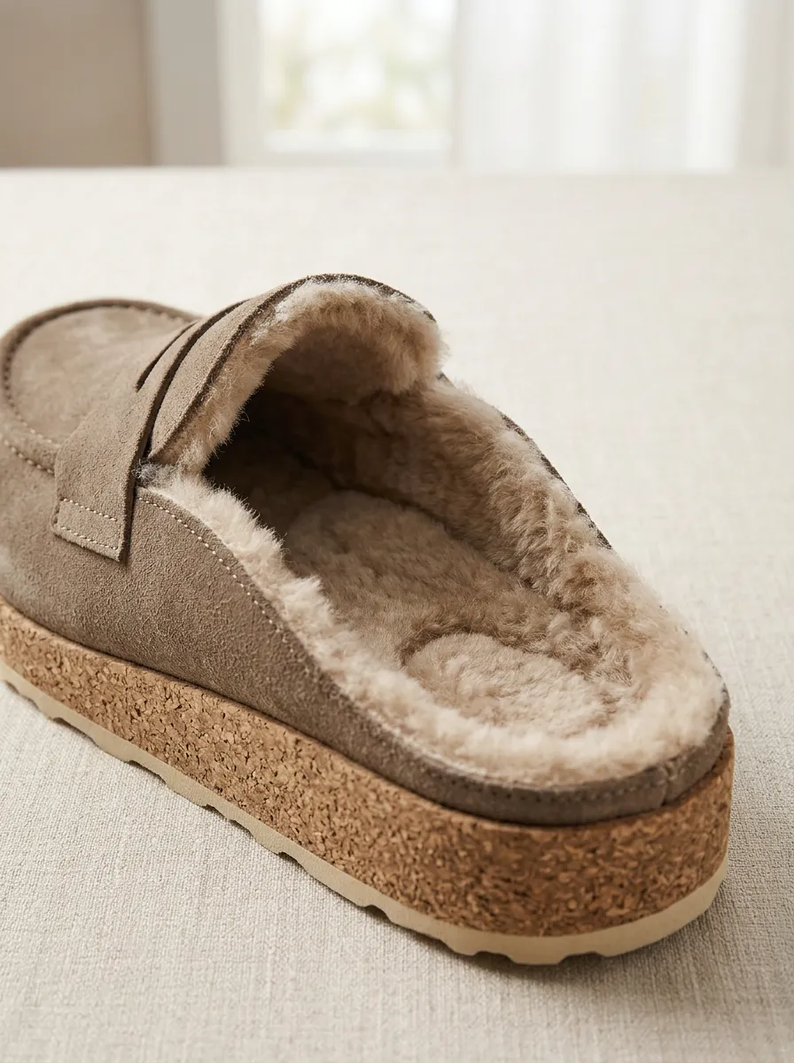 Women's Utility Clog Style Casual Suede Wood Sole Loafers