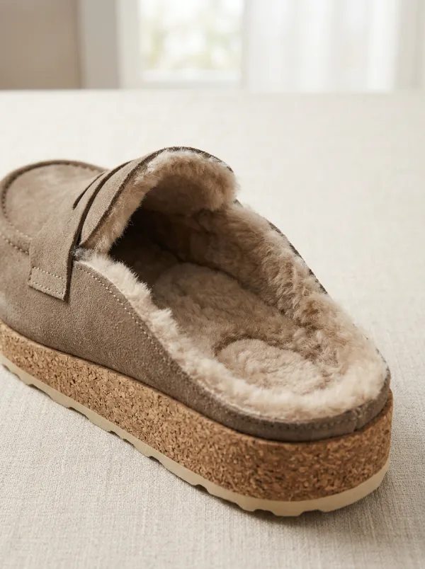 Women's Utility Clog Style Casual Suede Wood Sole Loafers