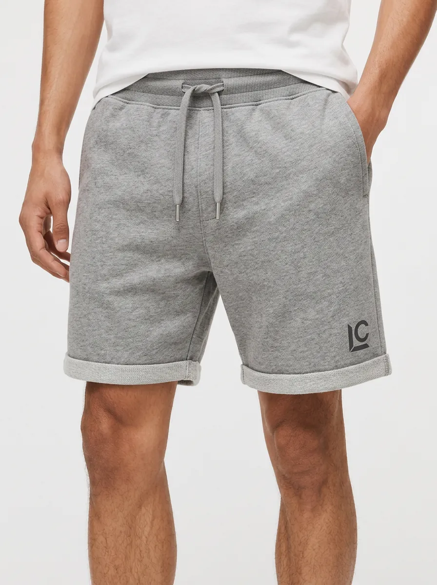 Men's Minimalist LC Logo Grey Printed Shorts