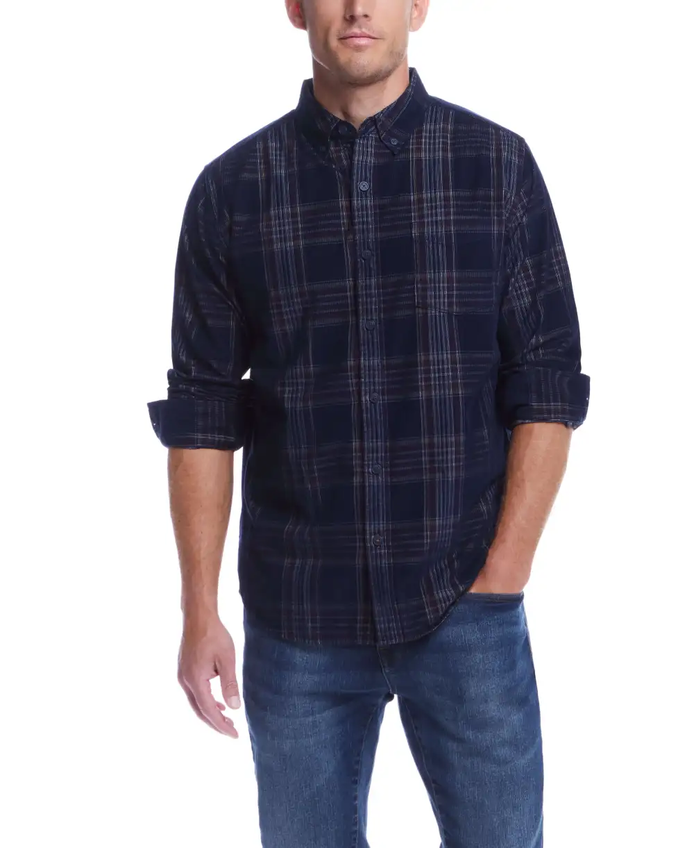 Men's Corduroy Plaid Shirt