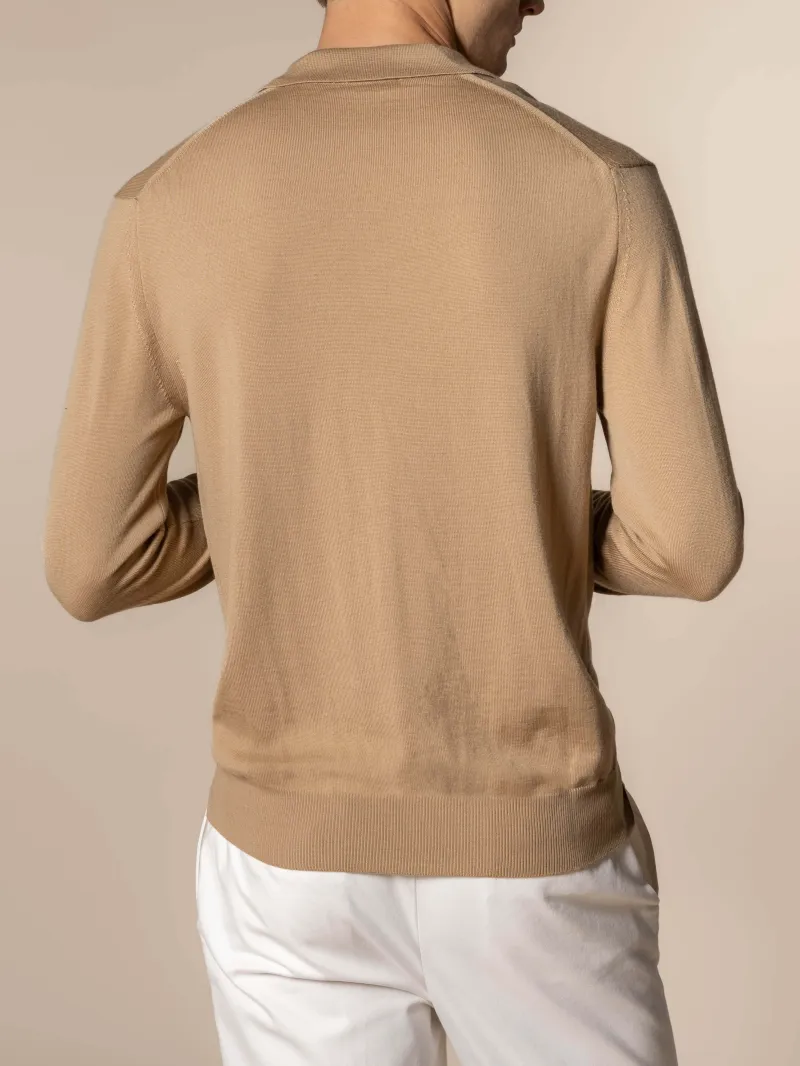 Polo Shirt Featuring Cashmere Merino Blend Detail And Buttonless Slim Fit Knit Construction