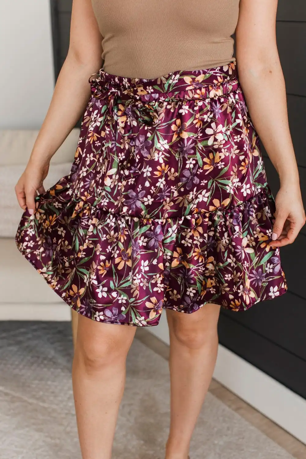 Elastic Waist Floral Everyday Everyday Skirt