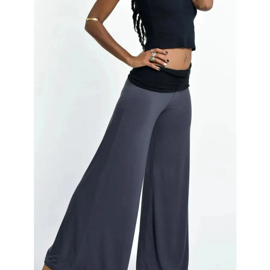 High Waisted Wide Leg Yoga Pants with Contrast Waistband
