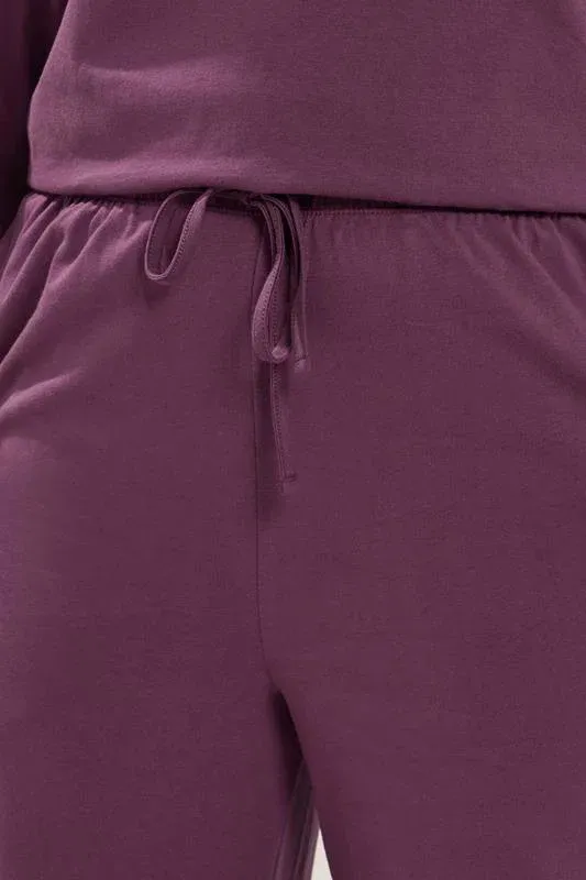 Purple Jersey Wide Leg Trousers