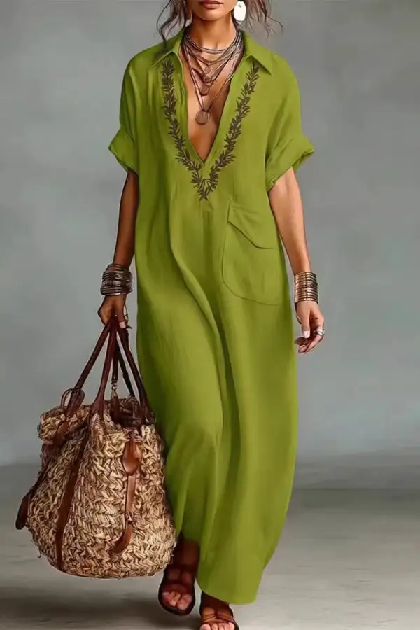 Flowing V Neck Top And Flowing Maxi Skirt Set