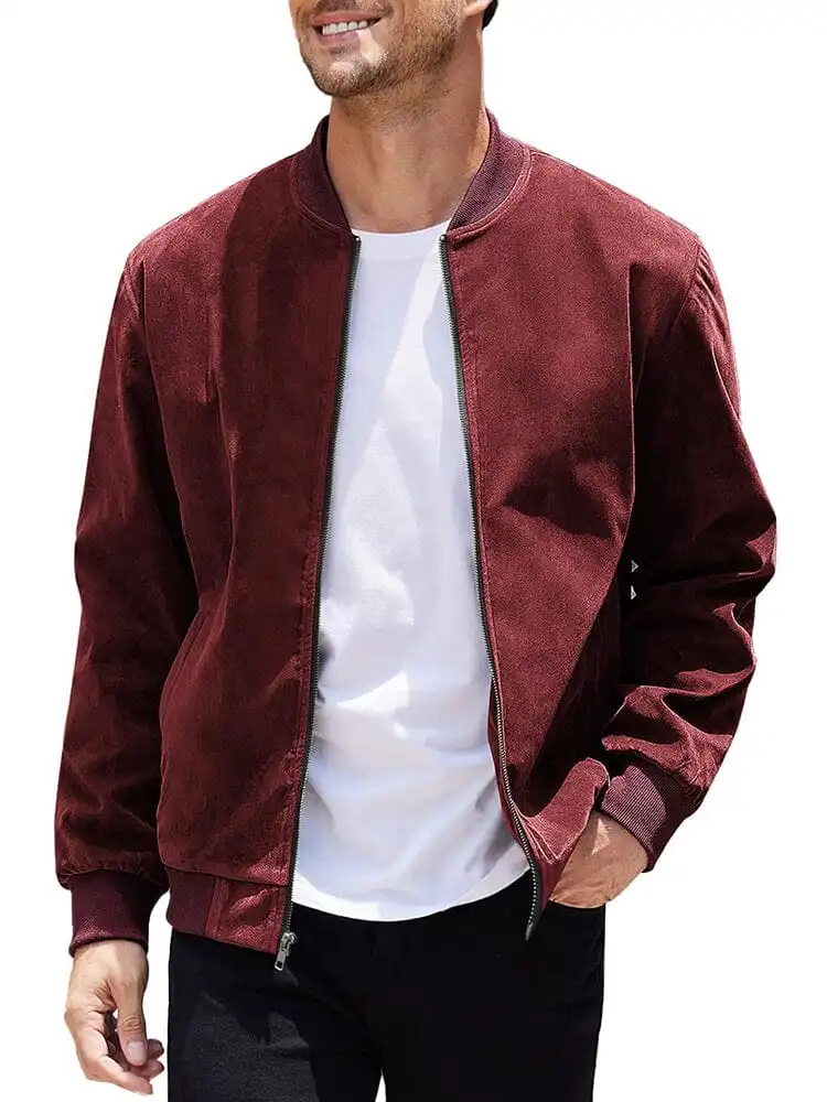 Vintage Suede Bomber Jacket