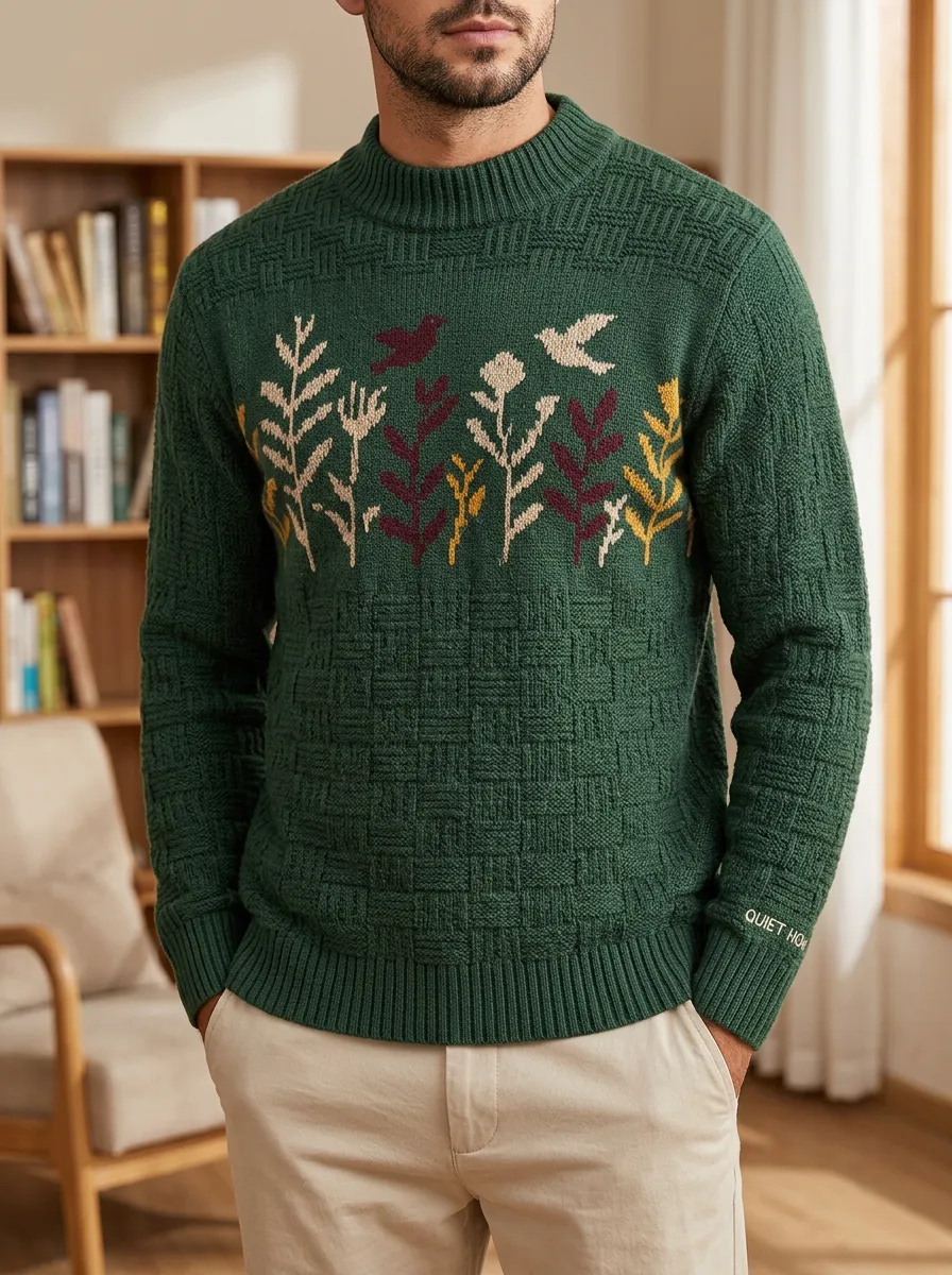 Men's Floral Bird Sweater