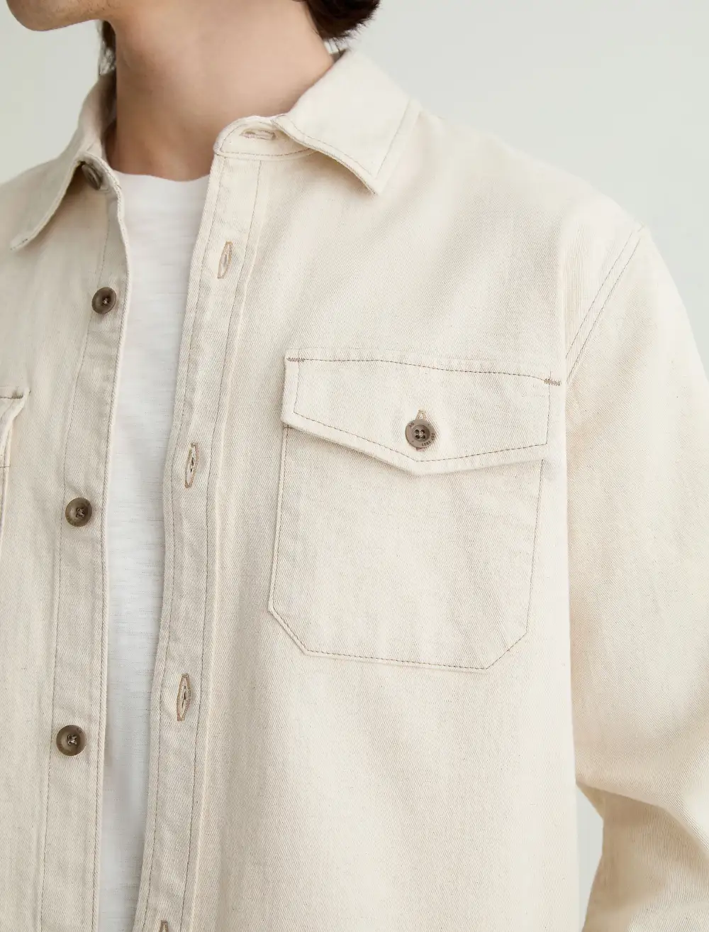 Men's Button Front Linen Blend Shirt Jacket