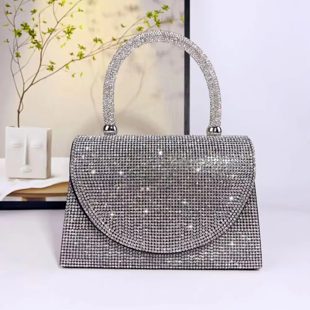 Faux Leather Rhinestone Clutch Bag