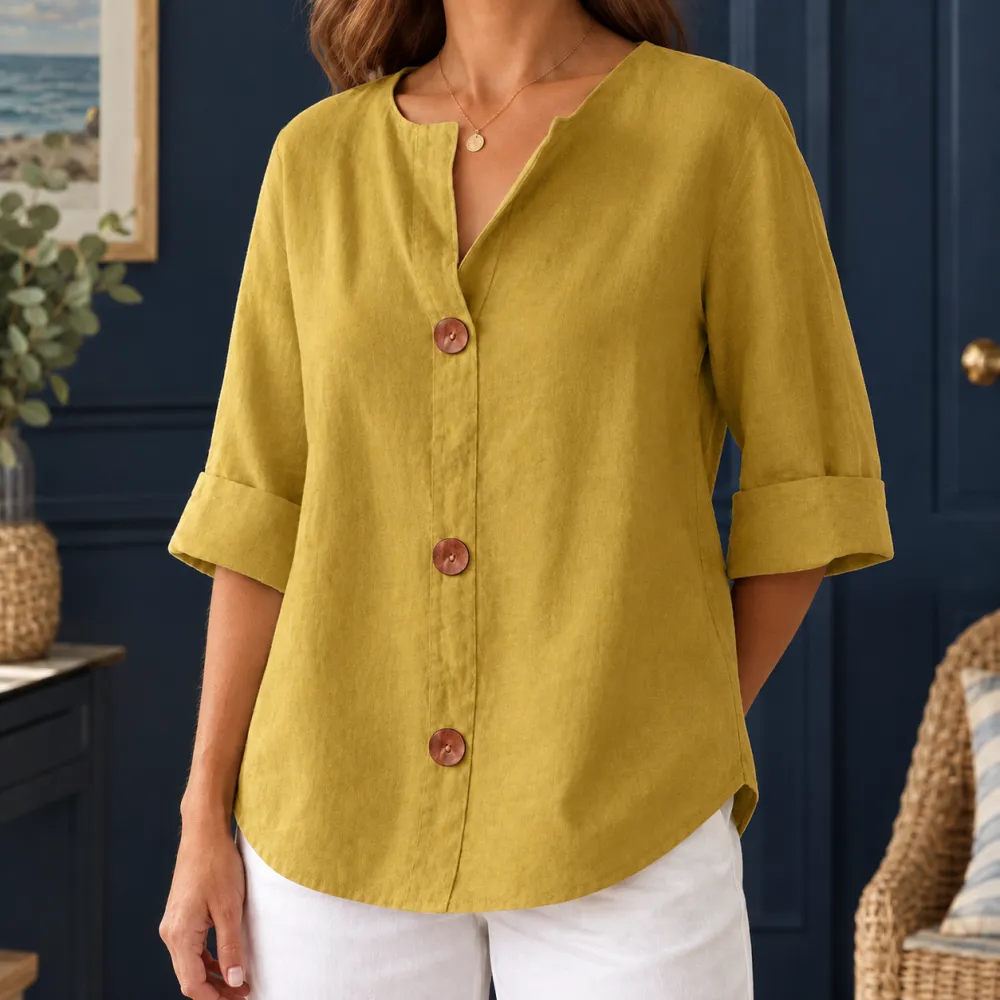 Relaxed Cotton-Linen Blouse