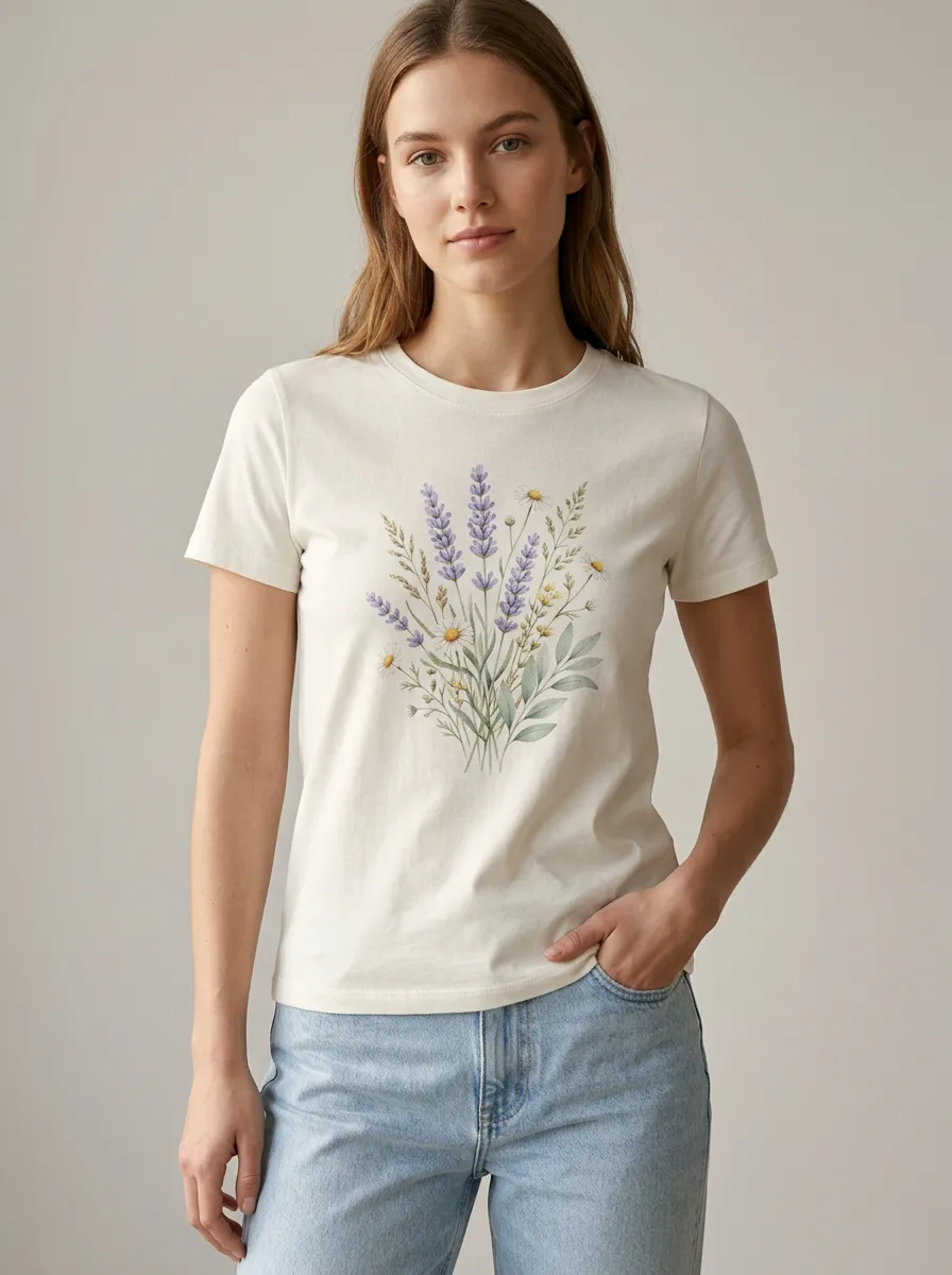 Women's Botanical Graphic Crewneck T-Shirt Crewneck