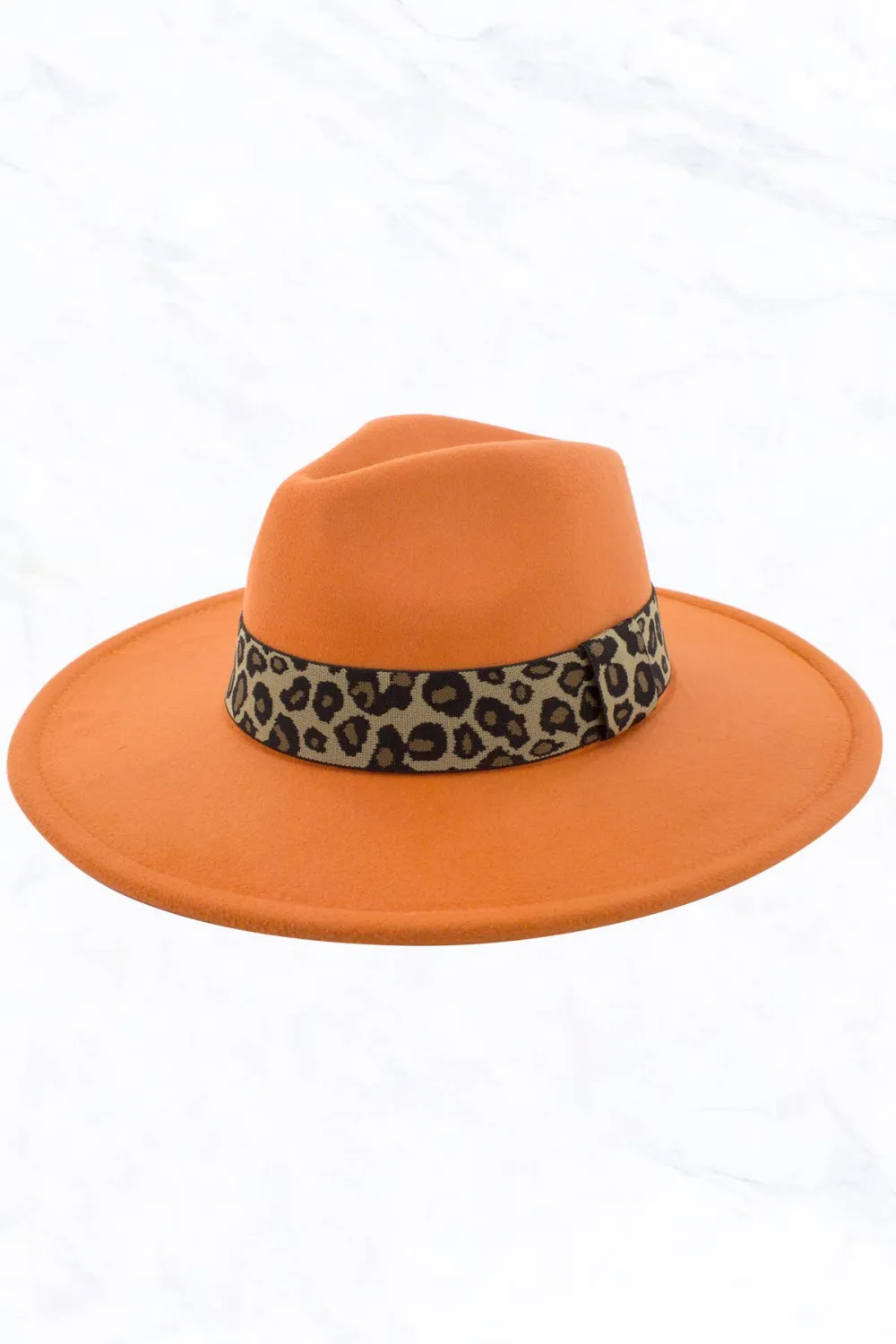 Big Brim Peach Heart Top Jazz Hat Wide Leopard Belt