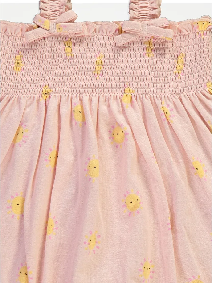 Smiley Sunshine Shirred Strappy Rompers 3 Pack