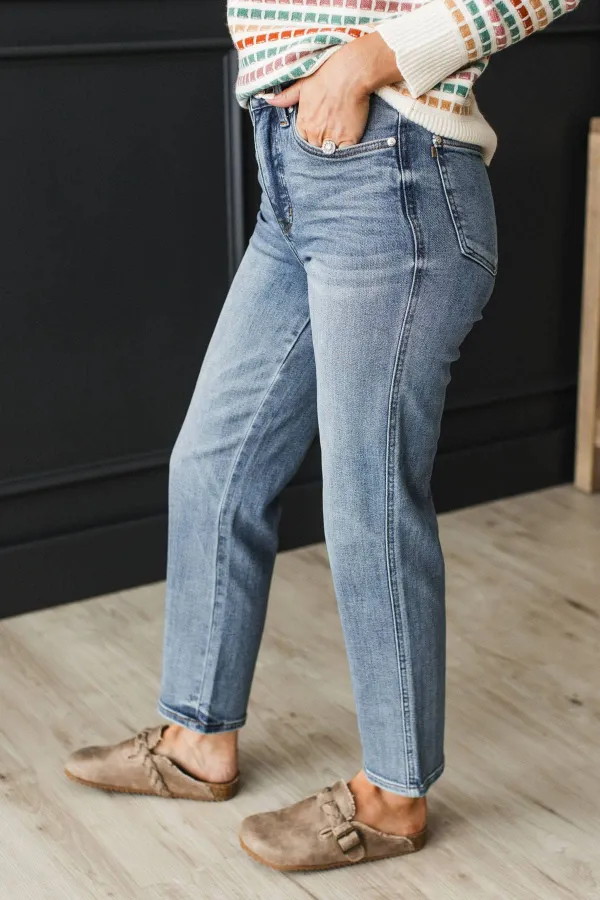High-Rise Ankle Straight Leg Clean Finish Jeans