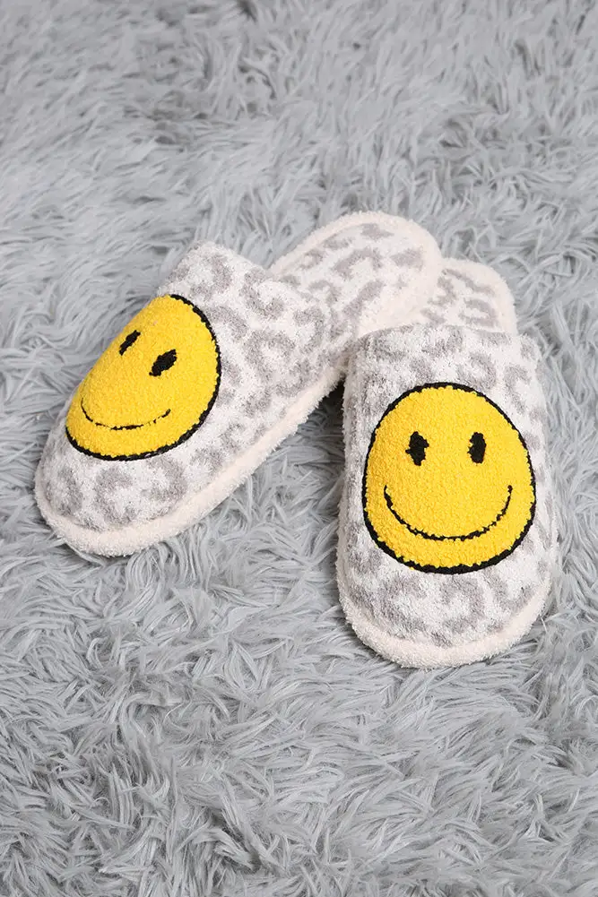 Leopard Print Smiley Women's Casual Slippers