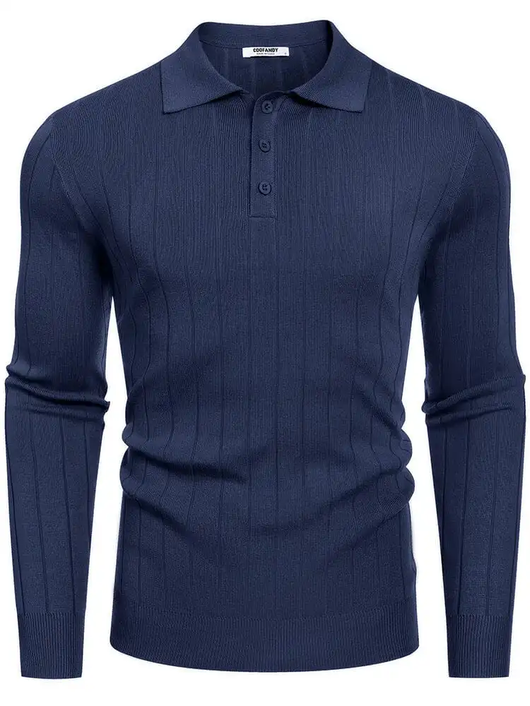 Casual Knit Polo Sweater Hoodie