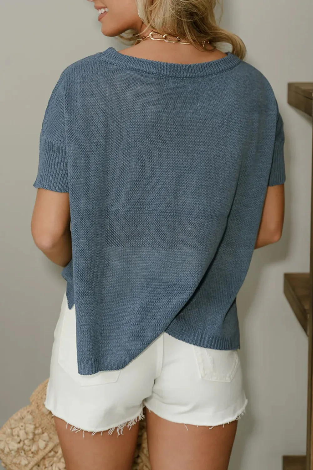 High-Low Hem Short Sleeve Vest