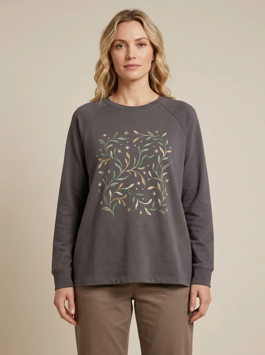 Women's Botanical Print Raglan Sweatshirt
