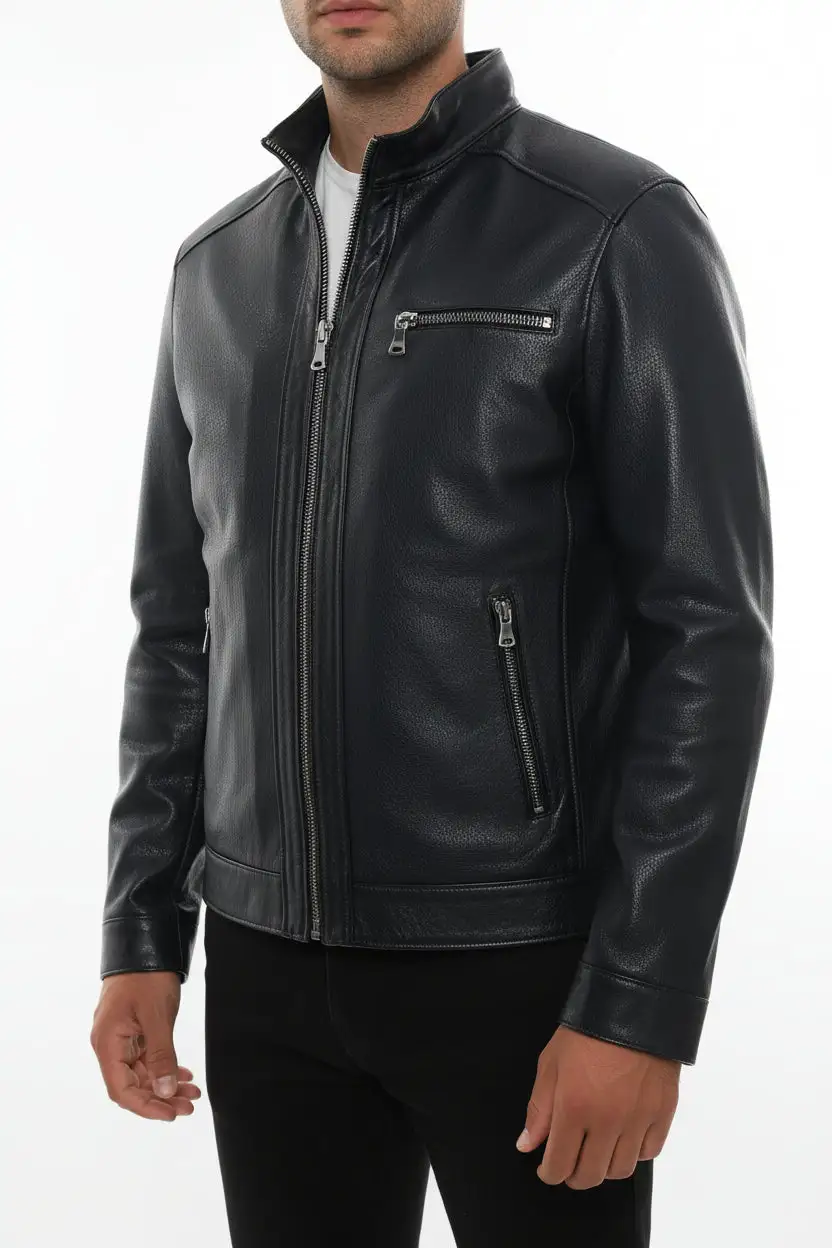 Modern Leather Biker Motorcycle Cafe Racer Jacket