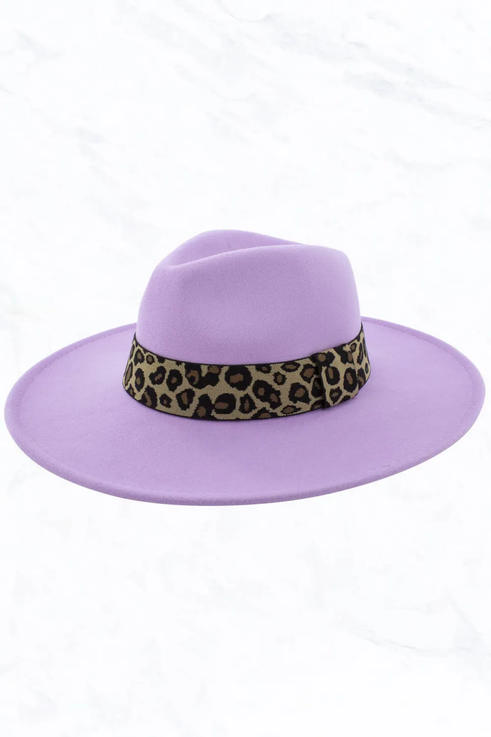 Big Brim Peach Heart Top Jazz Hat Wide Leopard Belt